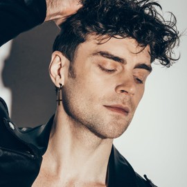 Cupimatch Gothic Inverted Cross Earrings Stainless Steel Cross Earrings for Men Women black