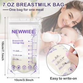 Newwiee 300 Count Breastmilk Storage Bags 8 oz Breast Milk Storing Bags Milk Storage Bags for Breastfeeding with Pour Double Seal Self Spout Standing Breastmilk Storing Bags(Purple)