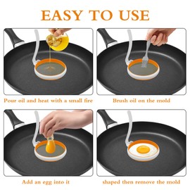 GOYLSER Silicone Egg Molds for Kids, 4pcs Round Egg Rings, Nonstick, Heat Resistant Up to 400F, Easy Clean, White