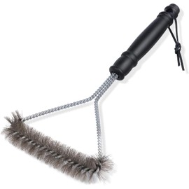 WUBAYI Professionelle Grillbürste aus Edelstahl - 30 cm Grillreinigungsbürste mit abgewinkeltem Y-förmigem Kopf & verzinktem Kern, Grillbürste aus Edelstahl (hitzebeständiger PP-Griff, keine Borsten)