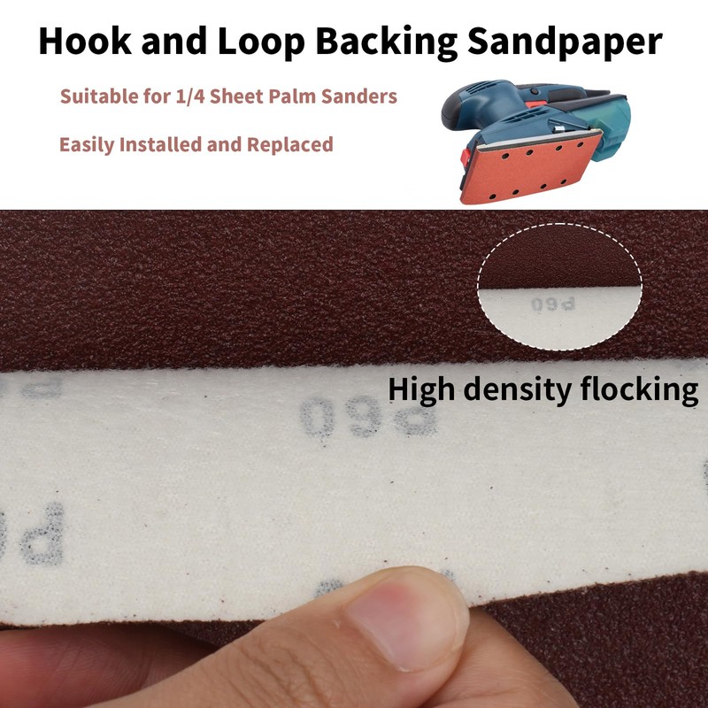 1/4 Sheet Sandpaper 5.5" x 4.5" Hook and Loop Sanding