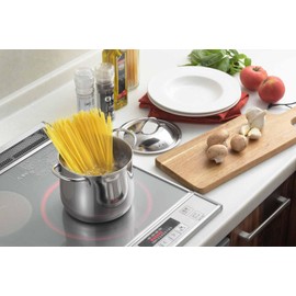 Yoshikawa Tsubamesanjo 3810018 Induction Simmering Pot, 5.5 inches (14 cm), 0.53 gal (2 L), Scale Markings, Induction / Direct Flame Compatible, Two-Handled Pot, Deep Pot, Stainless Steel, Made in