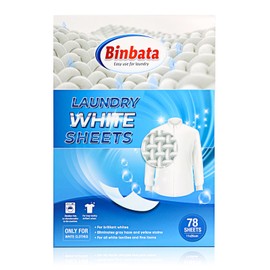 Eco Laundry Whitener Sheets 78 Count – Binbata Unscented High Concentrated Laundry Bleach, Effectively Remove Yellowing & Greying, Safe for Sensitive Skin, Available in all Washing Machines