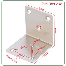 Hyever Stainless Steel Corner Brace Joints Plate 6 Pcs, Angle Bracket L Shape 90 Degree Heavy Duty Corner Brace for Wood Furniture Bookshelf Board Window Cabinet 2x2x2 Inch