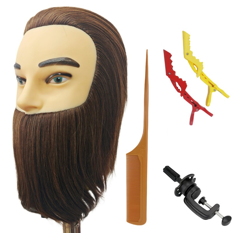 Mannequin Head Human Hair, Brown Hair, Barber Mannequin Head Male,