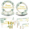 98Pcs Sage Green Retirement Party Supplies Greenery Happy Retirement Party