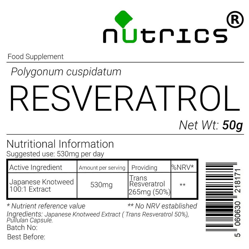 Nutrics® 50% Trans RESVERATROL 50g 100% Pure Japanese Knotweed Extract