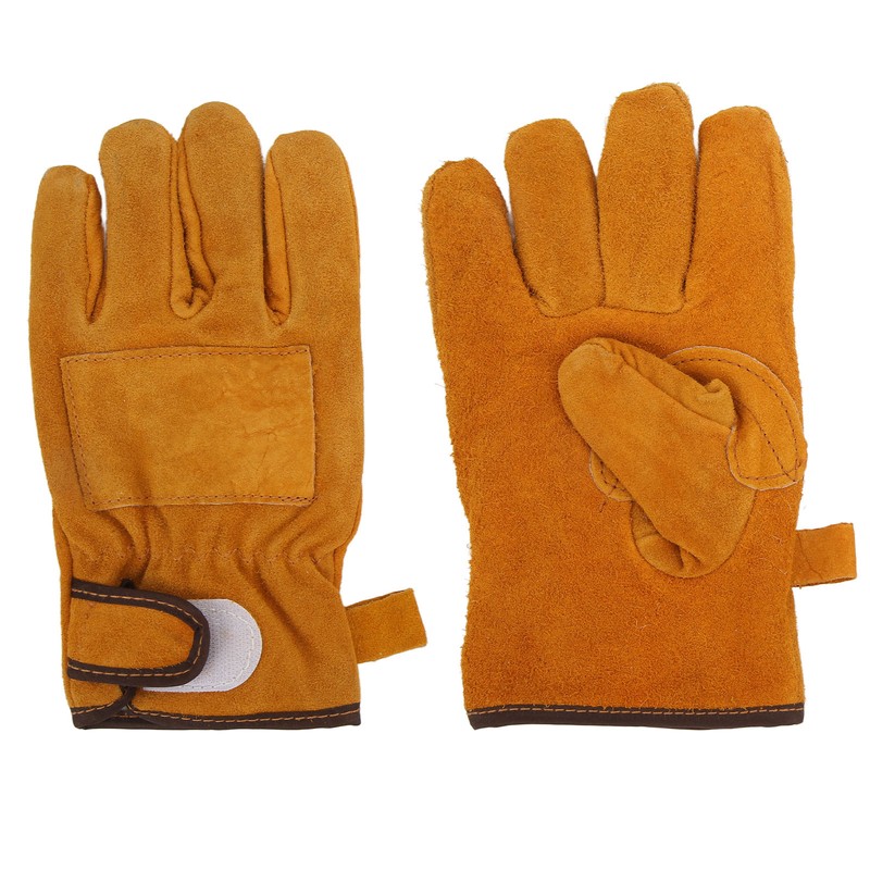 Heat Resistant Gloves Calf Leather Polyester Hand Protection BBQ Grill