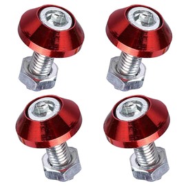 ZIMISI 4PCS License Plate Screws, Aluminum Alloy Motorcycle License Plate Bolts Kit, Universal M6 License Plates Frame Fastener Trim Accessories, Fits for Motorcycles, Cars, Trucks (Red)