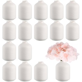 Tioncy 15 Set White Ceramic Bud Vases Bulk 3.9 Inch Boho Small Flower Vases White Ceramic Vases for Centerpieces for Dry Flowers Pampas Garss Home Wedding Table Decor (Stylish)
