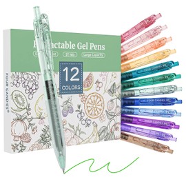Four Candies Pastel Color Gel Ballpoint Pens, 0.5 mm, Gel Ink Ballpoint Pens, Set of 12, Retractable Type, Stylish, Easy to Write, Cute, Stationery, Middle School Students, 12 Colors, Color Ink