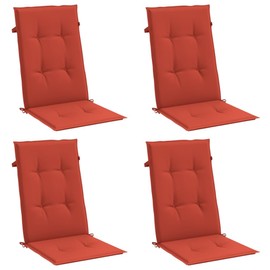 vidaXL Highback Chair Cushions Set of 4 - Melange Red, Soft Foam Fiber Filling, Polyester UV-Resistant Fabric, Indoor/Outdoor Use, Non-Slip Design, 47.2"x19.7"x1.6"