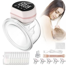 Extractor de Leche Eléctrico Manos Libres,Doble y Portátil,3 Modos y 9 Niveles,Bajo Ruido y Sin Dolor, Pantalla LED,Recargable con 10 Bolsas de Almacenamiento e Insertos de 13-21mm