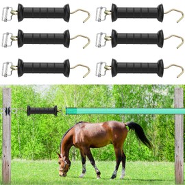 Yookeer 6 Set Electric Fence Gate Handles Poly Tape Buckles Included, Stainless Steel Buckle, UV Resistant Plastic Insulator Handle for Agricultural Farm Livestock Fencing