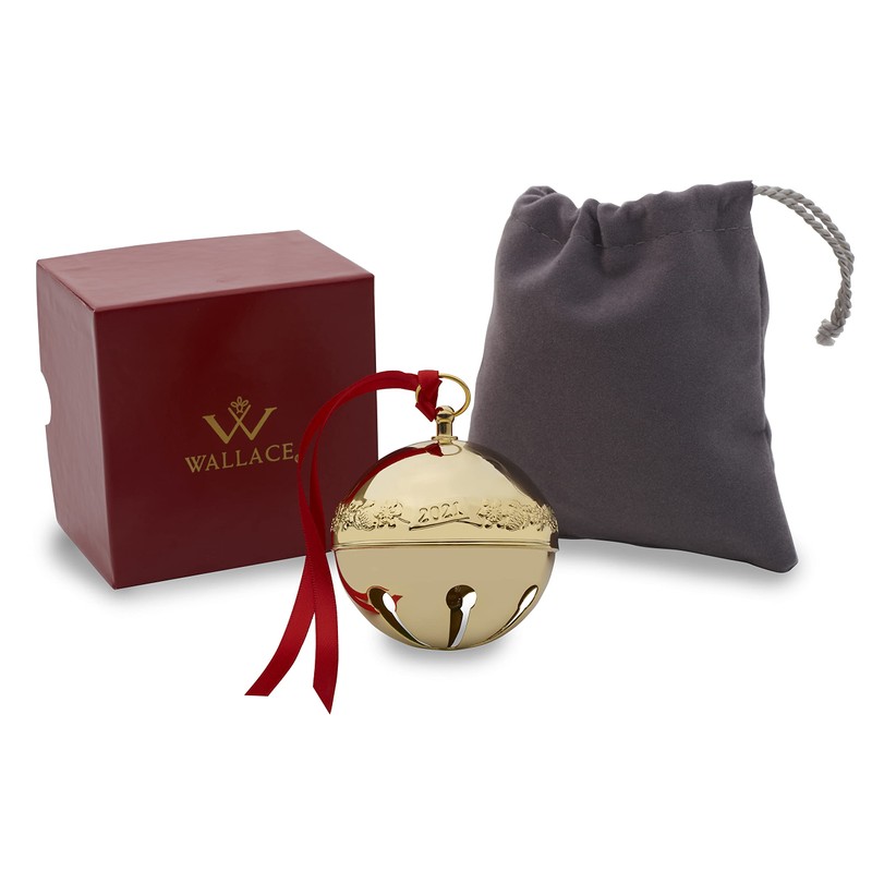 Wallace 32nd Edition 2021 Gold Plated Sleigh Bell Ornament, Gold,Christmas