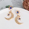 Moon Sun Star Earrings for Women Dainty Long 14K Gold
