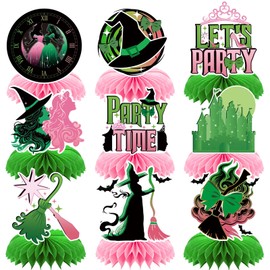 9PCS Witch Theme Party Decorations – Pink and Green Birthday Party Decorations, Witch Table Centerpieces Party Favors and Supplies