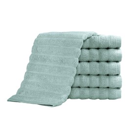 Classic Turkish Towels 6 Piece Luxury Washcloth Towel Set - 13 x 13 Inch Soft and Thick Large Bath Towel Washcloths Made with 100% Turkish Cotton (Seafoam)