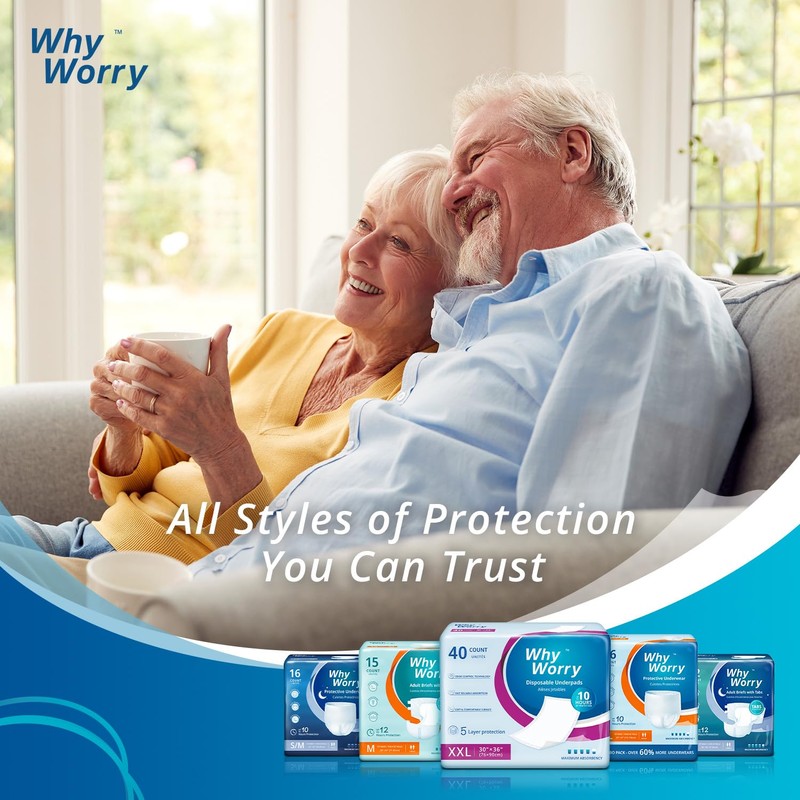 WhyWorry Extra Large Disposable Bed Pads 30" x 36", Super