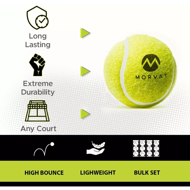 Morvat Professional Heavy Duty & High Pressured Tennis Balls, 12