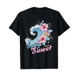 Salty but Sweet Wave Hibiscus Floral Tropical Surf Aesthetic T-Shirt