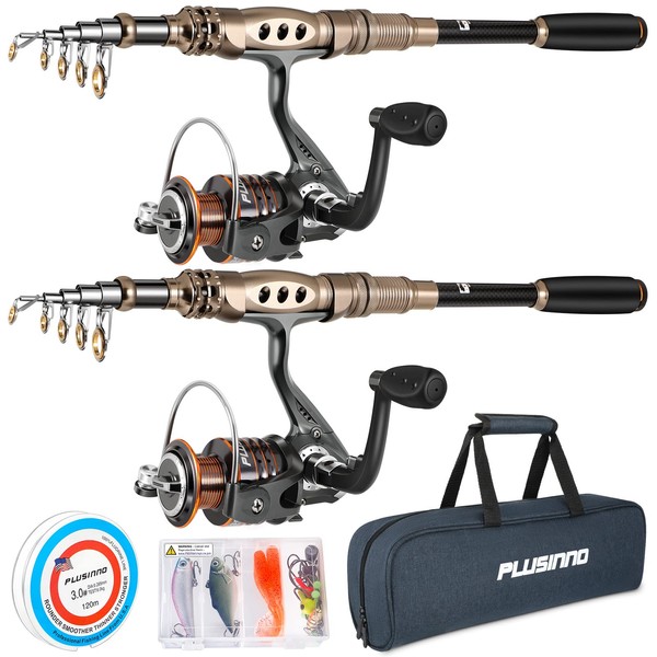 PLUSINNO Fishing Rod and Reel Combos Carbon Fiber Telescopic Fishing