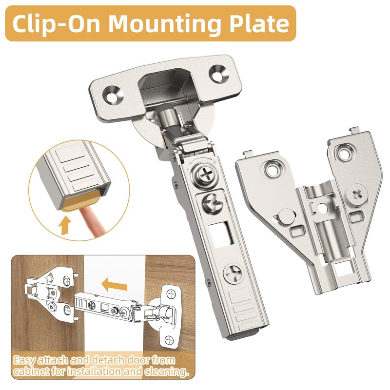 Furniware 10 Pack Full Overlay Soft Close Cabinet Hinges, Speed