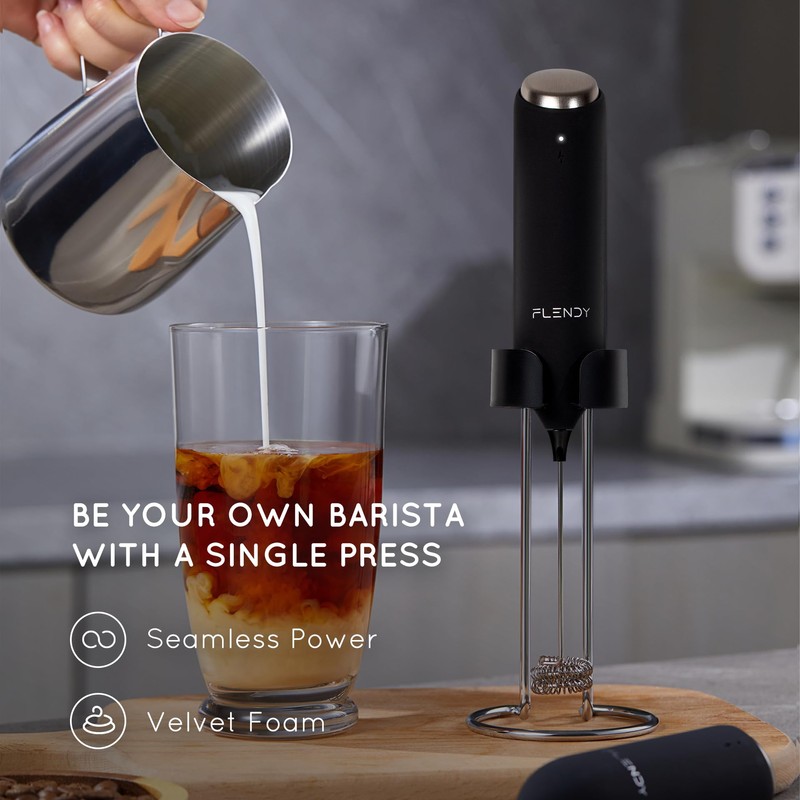 Flendy Rechargeable Milk Frother Handheld, Coffee Frother Handheld with USB-C