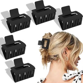 4 Pcs Hair Clip Set, Multi-Color Plaid, Strong Hold Y2K Clips, Cute Accessories for Women, Teens, and Girls (Black)
