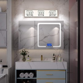 ZUZITO Modern Bathroom Light Fixtures over Mirror LED Crystal 6 Lights Vanity Lighting for Bath White Light (6000K)