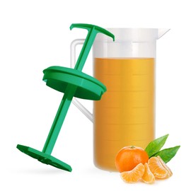 JBK Pottery - Mixing Pitcher for Drinks, Plastic Water Pitcher with Lid and Plunger with Angled Blades, Easy-Mix Juice Container, 2-Quart Capacity (Green, One)