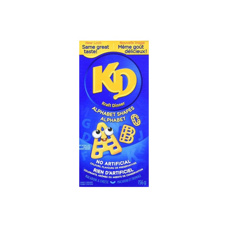 Kraft Dinner Macaroni & Cheese Shapes, Alphabet, 156g/5.5oz.,