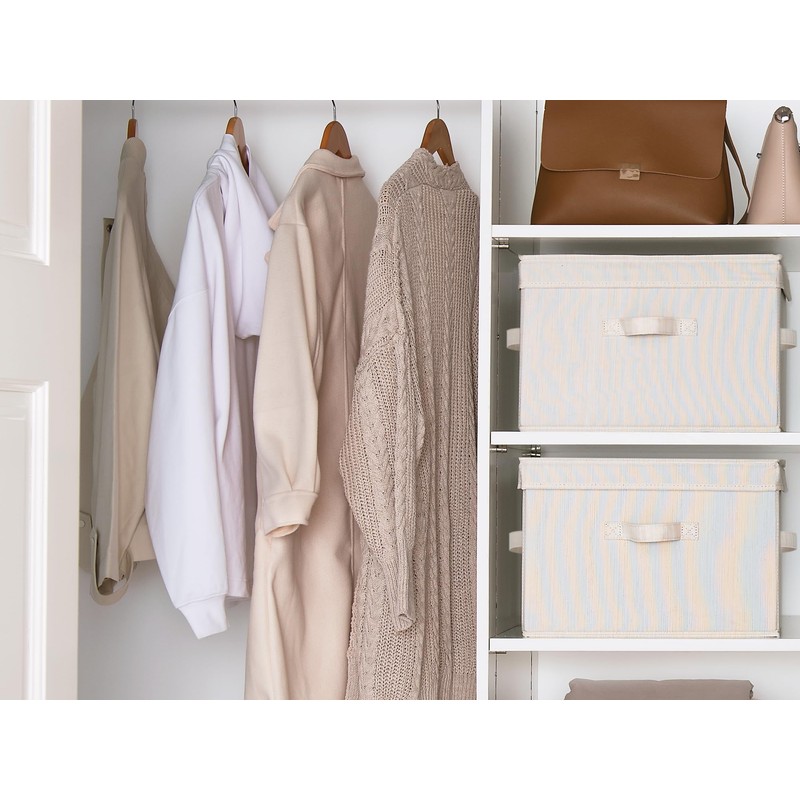 StorageWorks Fabric Storage Bins with Lid, Decorative Storage Boxes for