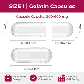 ATLEMISME Empty Gelatin Capsules Size 1 - Gelatin Capsules Empty (100 Count) Empty Capsules DIY Gelatin Capsule Filling - Gel Capsules Empty Caps with 2 Micro Lab Spoons for Capsule Filling