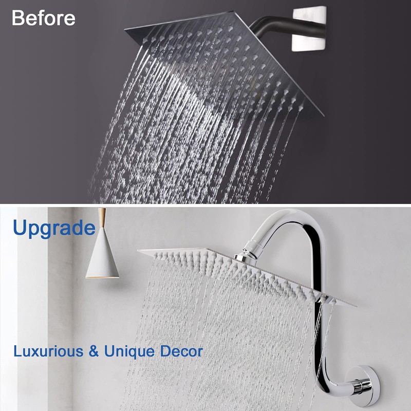 NearMoon S Shaped Shower Head Riser Arm, Shower Extender Arm