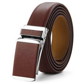 Nelbons Men's Belt width 3.0cm 1 1/8 inch, Leather Ratchet Belt for Men with Slide Buckle,Trim to Fit