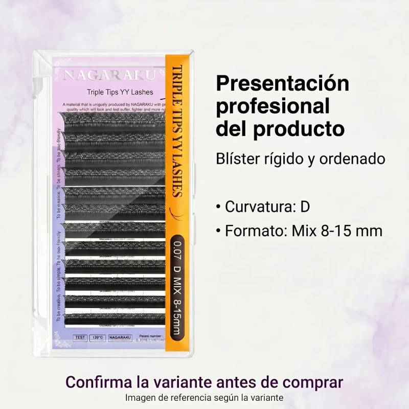 Extensiones Pestañas Mink Nagaraku Triple 3d Yy 0.07 D