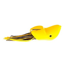 Scum Frog Popper Topwater Bass Fishing Hollow Body Frog Lure with Weedless Hooks, School Bus Yellow