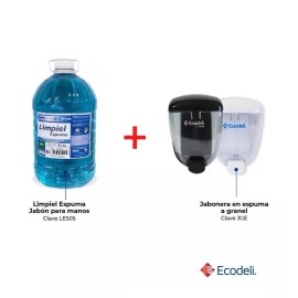 ECODELI Kit Jabonera En Espuma Manual Más Jabón Para Manos De 5 Lts.