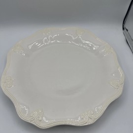 Lenox Butlers Pantry Gourmet 12” Dinner Plate Fleur Scroll Pattern ~ Off White ~