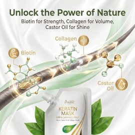 Vitamins Tratamiento para Cabello Maltratado y Seco con Keratina - Mascarilla Hidratante para Cabello Fino Anti frizz con Aceite de Argán, Aceite de Coco y Aceite de Ricino - Tamaño Viaje