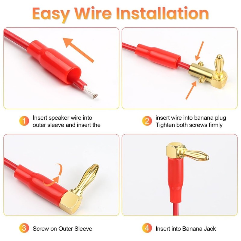 Atelierate Right Angle Banana Plugs 24 Pcs,90 Degree Banana Connector