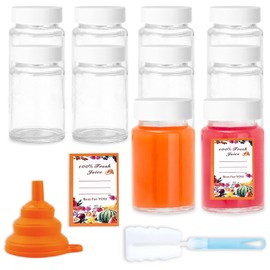 Hadatido 10-Pack 2oz Glass Shot Bottles with Lids – Wide Mouth Reusable Wellness Shot Jars for Juicing,Ginger,Liquor,Oils,Juice Stickers,Cleaning Brush & Silicone Funnel (BPA-Free, Dishwasher Safe)