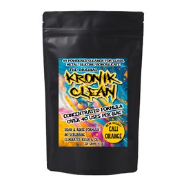 Kronik Clean #1 Powder Cleaner for Glass, Metal, Silicone & Borosilicate – Concentrated Formula for Pipes and Accessories, 8 oz 40+ Uses – Powerful Eco-Friendly Cleaning Solution (Cali Orange)