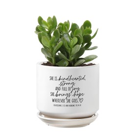 Lighthouse Christian Products Inspirational Herb Succulent Flower Planter Pot 5 Inch Ceramic She is Kindhearted
