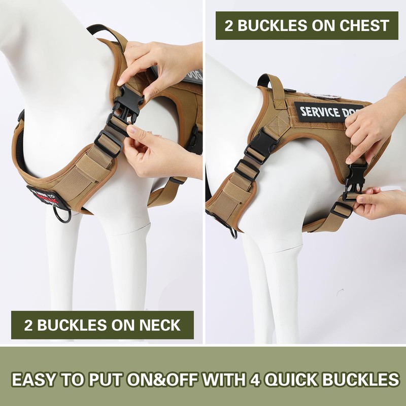 Belababy Tactical Anti Pull Dog Harness Small Medium Large Dog,