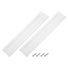 PATIKIL 10 x 2 Inch Door Air Vent Cover, 2 Pcs Aluminum Grille Ventilation Cover Louvered Diamond Hole with Mounting Screws for Cabinet Wardrobe Door, Silver