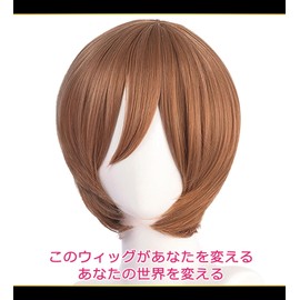 CaseEden 6009 Premium Smooth Short Bob Cosplay Wig, Brown, Brown Hair