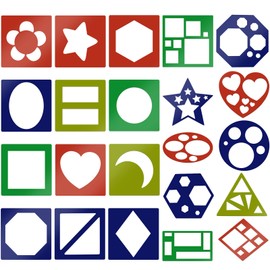 MWOOT Pack of 22 Stencils, Drawing, Plastic, Reusable, Geometric Shapes, Stencil for Learning and Crafts
