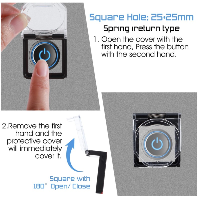 2Pcs Power Push Button Switch Cover, Dustproof Safety Protector for